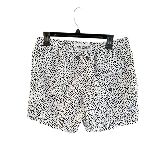 Mens BB Polka Dot Swim Shorts XL White & Black Elastic Waist With Drawstring - Picture 2 of 6